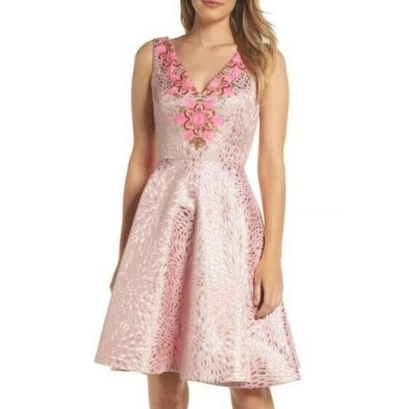 Lilly Pulitzer Elanie Dress Pink tropics Lagoon Jacquard pink Size 8 Resort wear - Picture 1 of 13